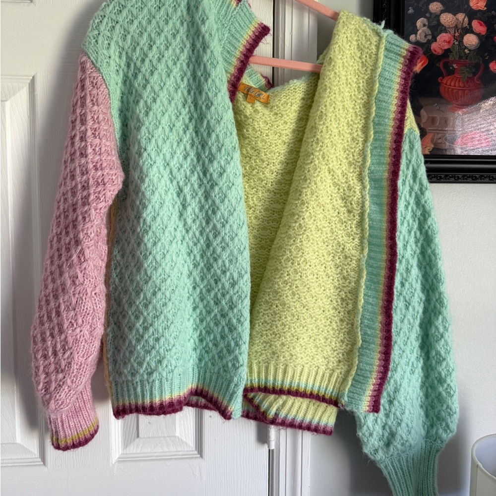 Mint and Pastel Pink Women's Cardigan